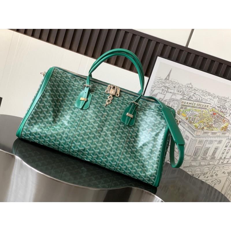 Goyard Croisiere 50 Duffle Bag Travel Gym Carry On Luggage Shoulder Strap Green 655