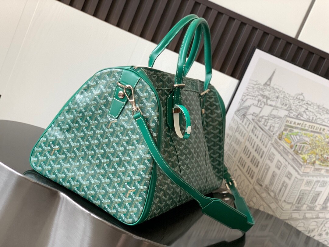 Goyard Croisiere 50 Duffle Bag Travel Gym Carry On Luggage Shoulder Strap Green 655