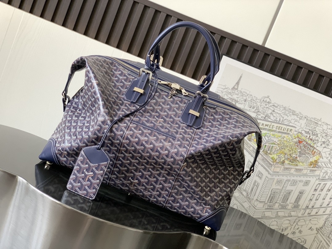 Goyard Bowling 55 Travel Bags Navy Blue 583