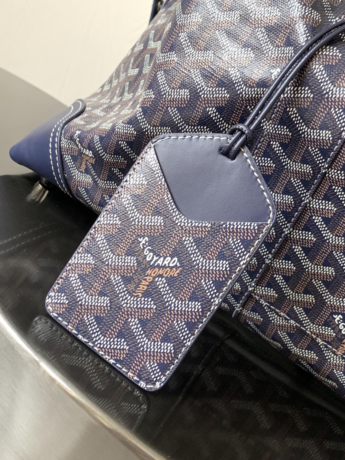 Goyard Bowling 55 Travel Bags Navy Blue 583