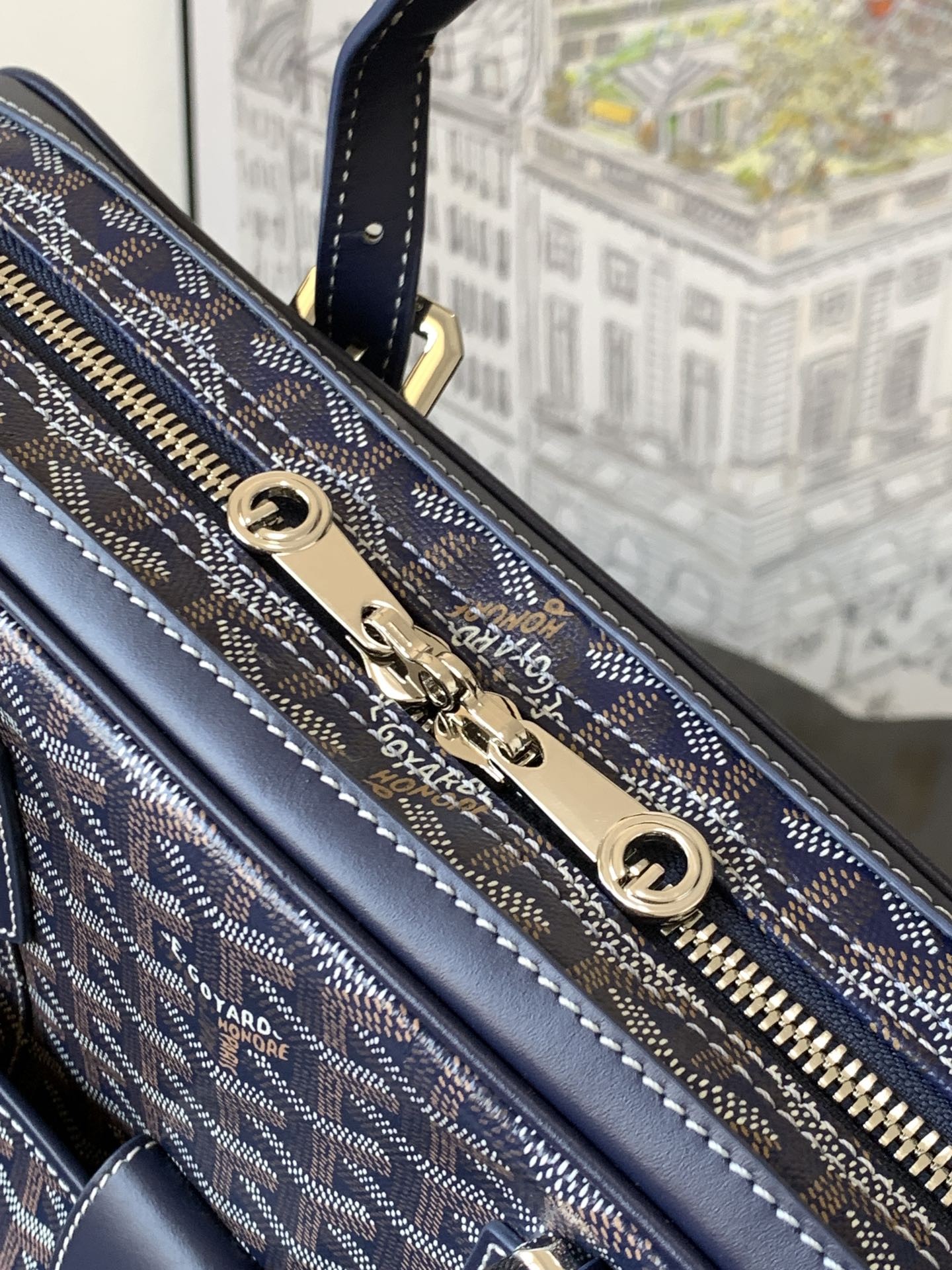 Goyard Ambassade PM Document Case Navy Blue 679