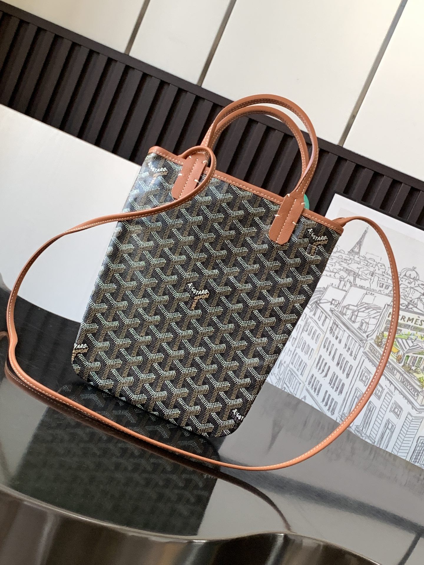 Goyard Poitiers Claire-Voie Bag Black Tan 035