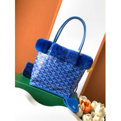 Goyardine Rabbit Rex Fur Reversible Mini Anjou Blue