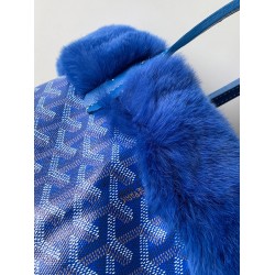 Goyardine Rabbit Rex Fur Reversible Mini Anjou Blue