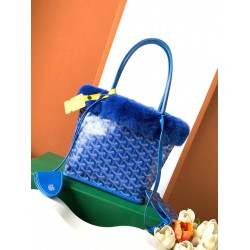 Goyardine Rabbit Rex Fur Reversible Mini Anjou Blue