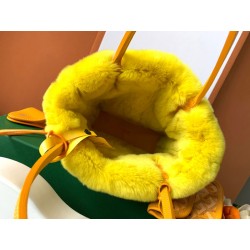 Goyardine Rabbit Rex Fur Reversible Mini Anjou Yellow