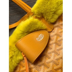 Goyardine Rabbit Rex Fur Reversible Mini Anjou Yellow