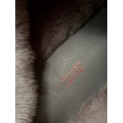 Goyardine Rabbit Rex Fur Reversible Mini Anjou Grey