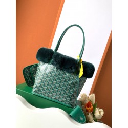 Goyardine Rabbit Rex Fur Reversible Mini Anjou Green