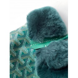 Goyardine Rabbit Rex Fur Reversible Mini Anjou Green