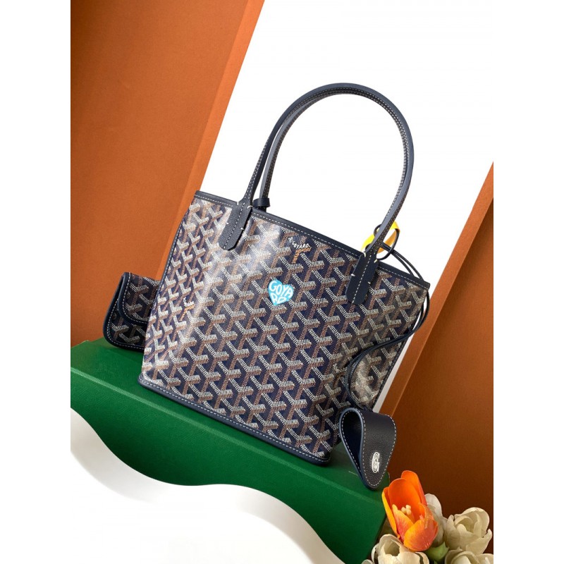 Goyard Mini Anjou Dark Blue Bag Tote limited Blue Heart