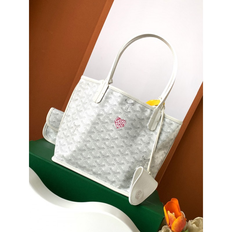 Goyard Mini Anjou White Bag Tote limited Red Heart