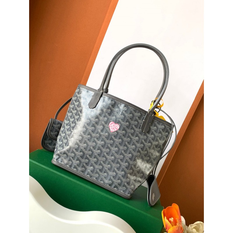 Goyard Mini Anjou Grey Bag Tote limited Pink Heart