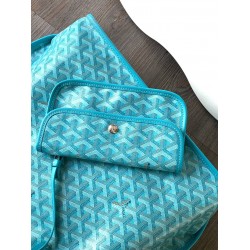 Goyard Anjou PM Seahorse Embroidery Blue