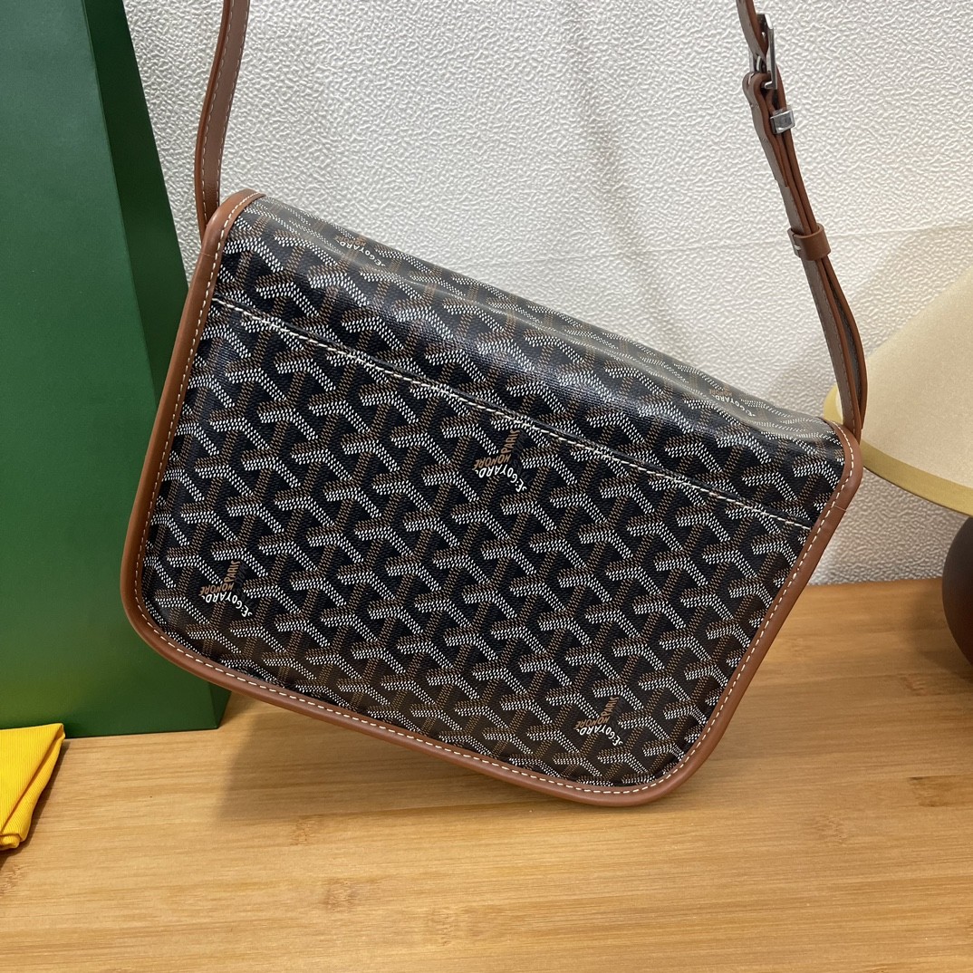 Goyard Double Buckle Large Messenger Bag  Black Tan 756