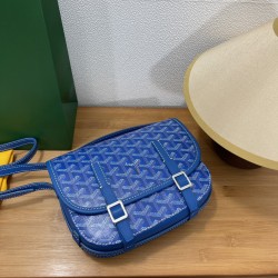 Goyard double button mini messenger bag 22CM Blue 637