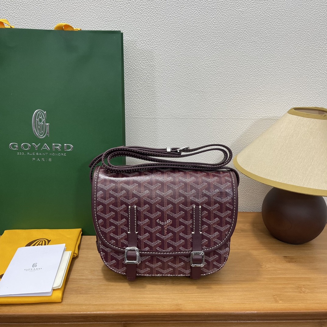 Goyard double button mini messenger bag 22CM Claret 967