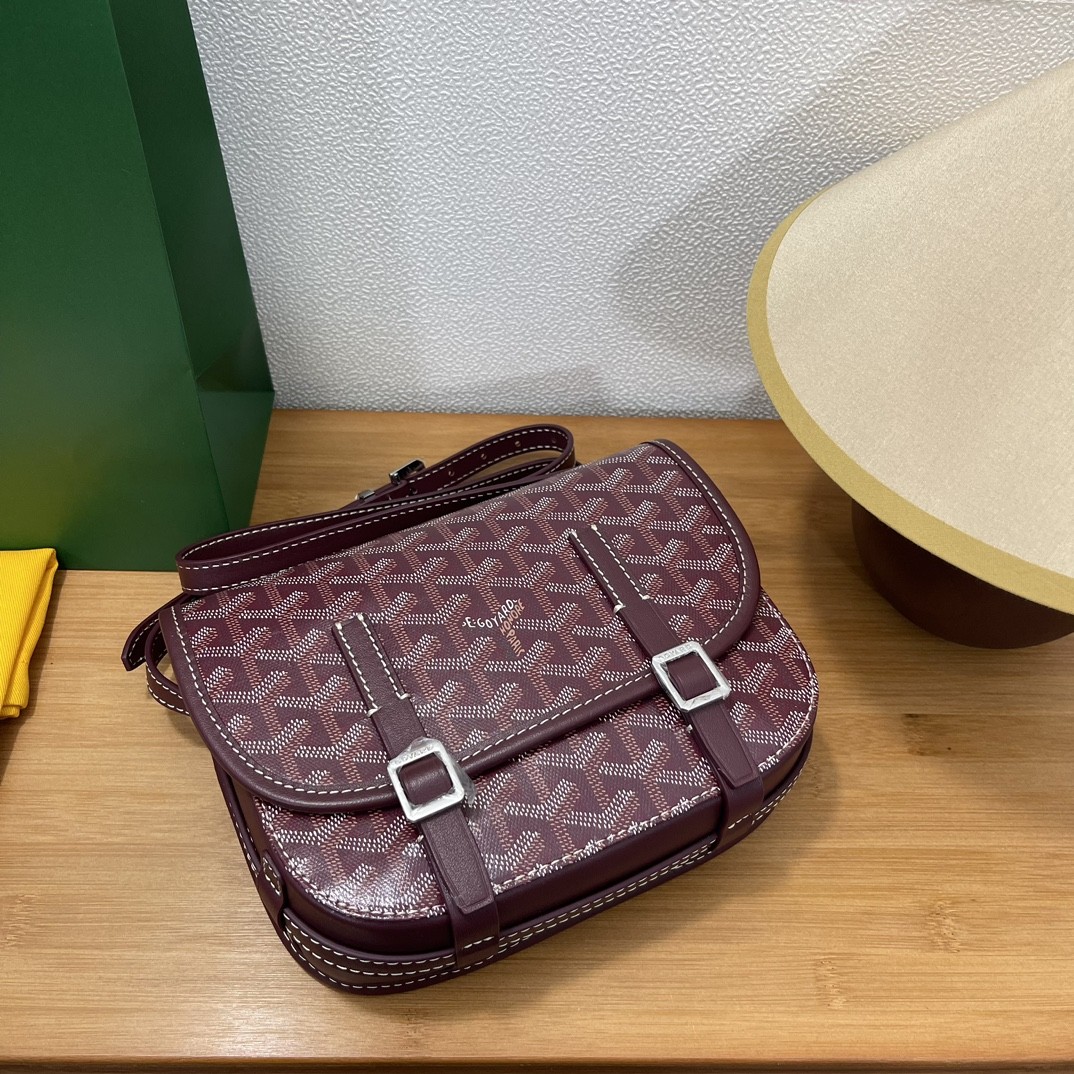 Goyard double button mini messenger bag 22CM Claret 967