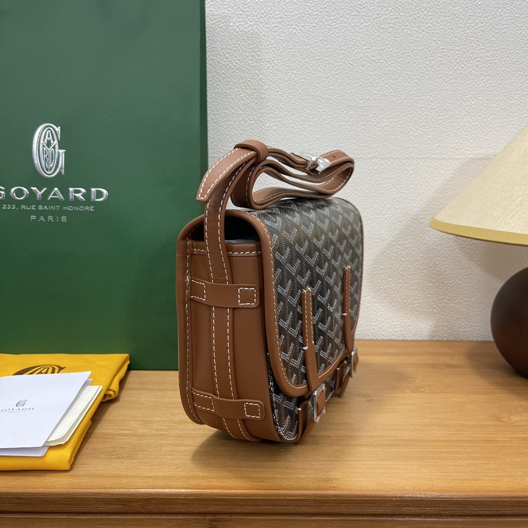 Goyard double button mini messenger bag 22CM   Black Tan 832