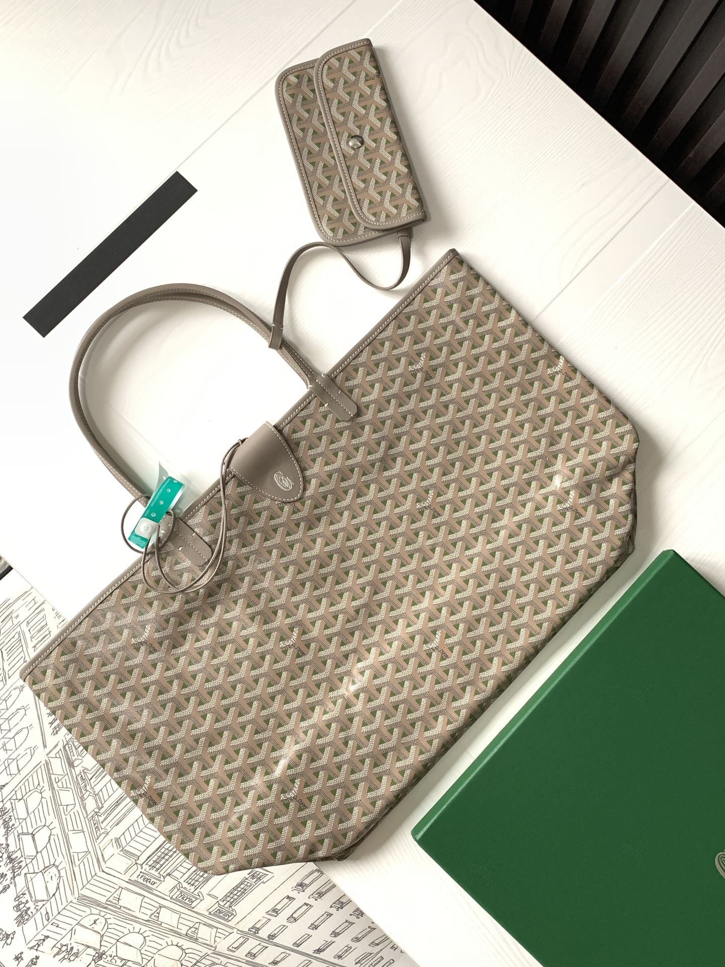 Goyard Saint Louis GM Bags Gray Green 485