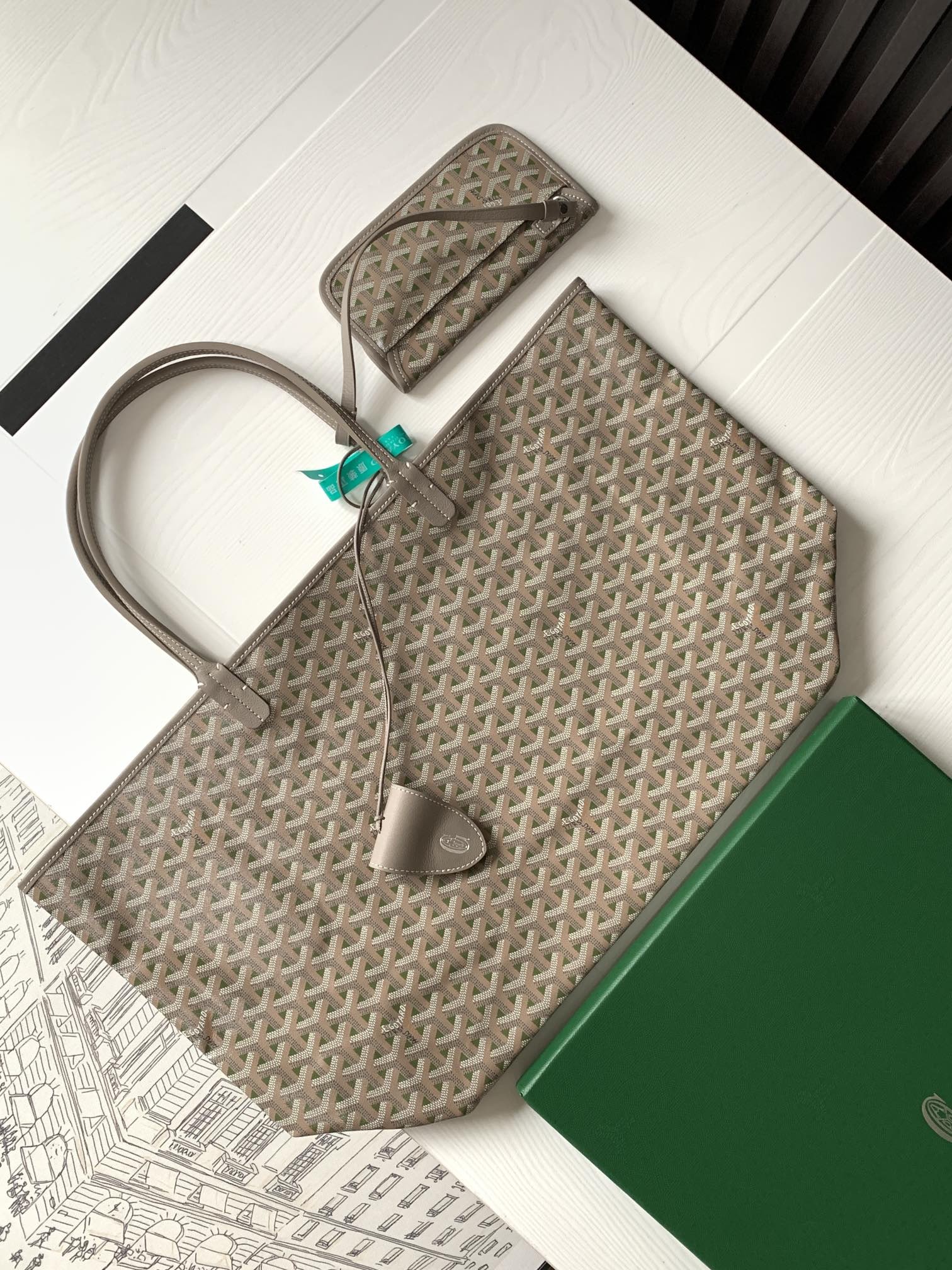 Goyard Saint Louis GM Bags Gray Green 485